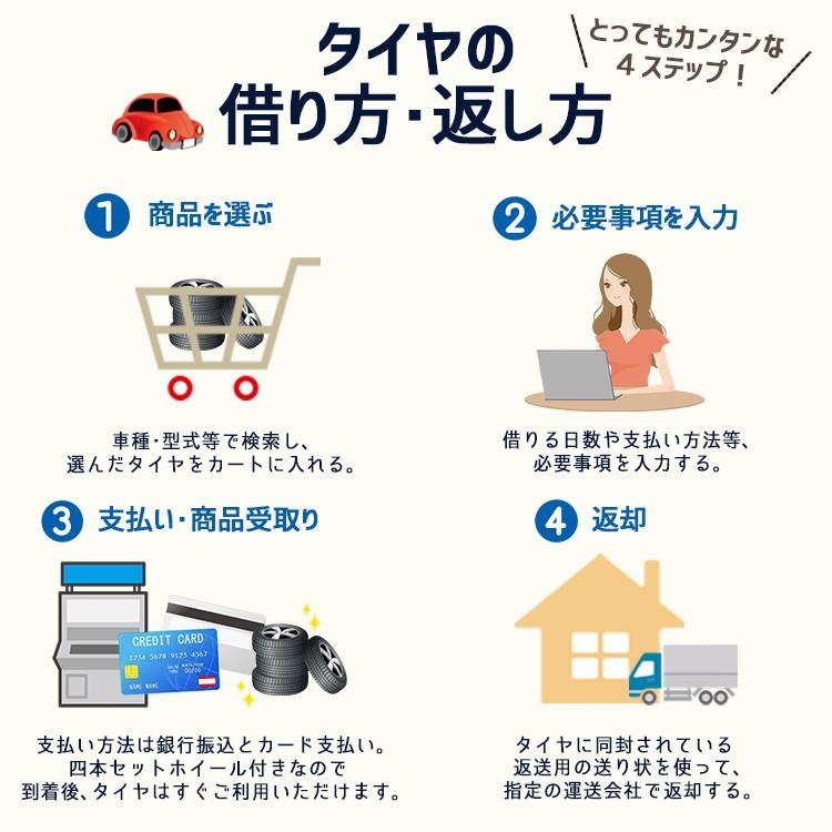 (レンタル タイヤ お届け用)(10日間) トヨタ カローラ ツーリング ZWE211W、ZWE214W、ZRE212W、NRE210W 年式：R1〜 195/65R15 レンタル タイヤ お届け用 10日間 ZWE214W ZRE212W