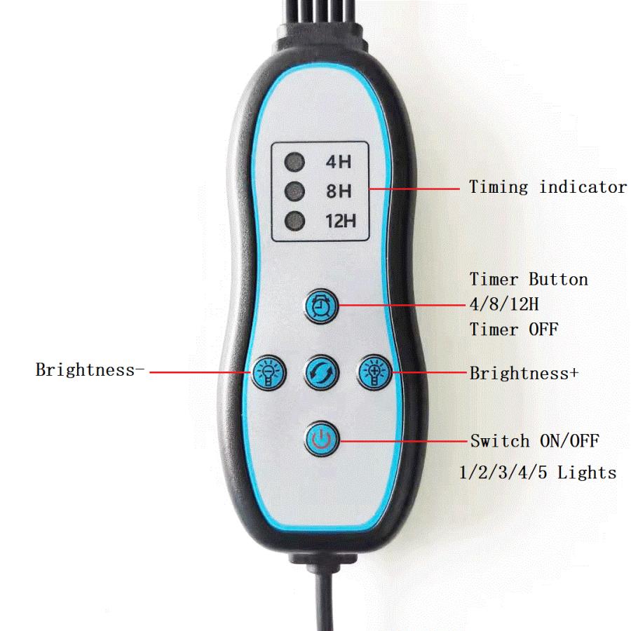 新品led 5ヘッドライトクリップ植物成長ランプタイミング循環調光フルスペクトル赤ブルーレイ12v｜ankayuhin-toko｜03