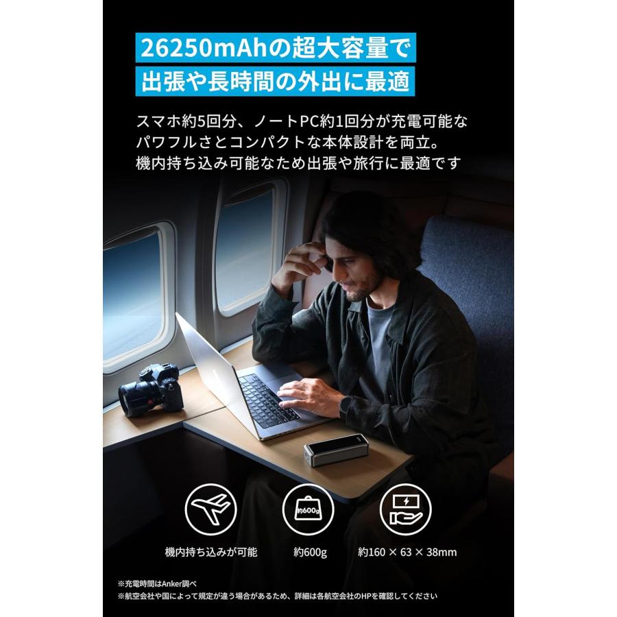 Anker Prime Power Bank (26250mAh, 300W)【最大合計300W出力/単ポート最大140W出力 / Power Delivery対応/PSE技術基準適合/USB-C入力】の画像