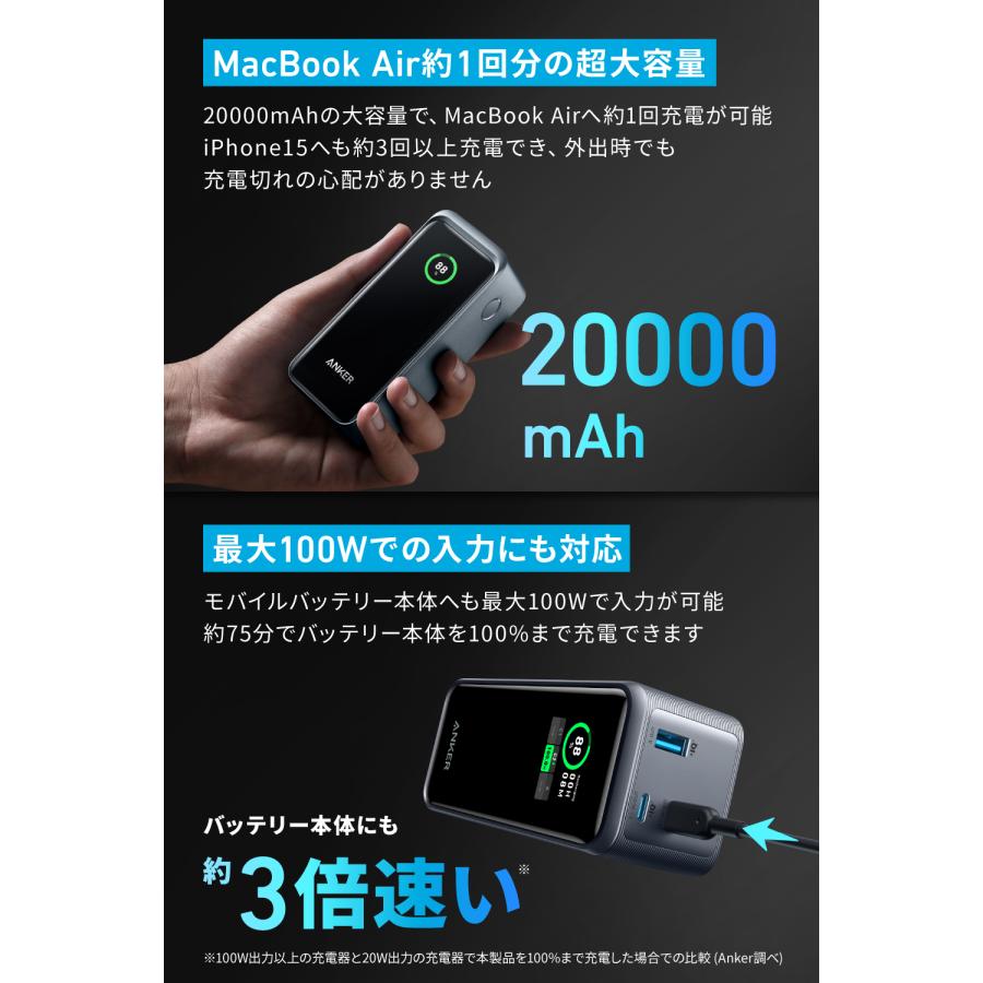 Anker Prime Power Bank (20000mAh, 200W) (20000mAh 合計200W出力 モバイルバッテリー)【USB Power Delivery対応/PSE技術基準適合/USB-C入力対応】｜ankerdirect｜07