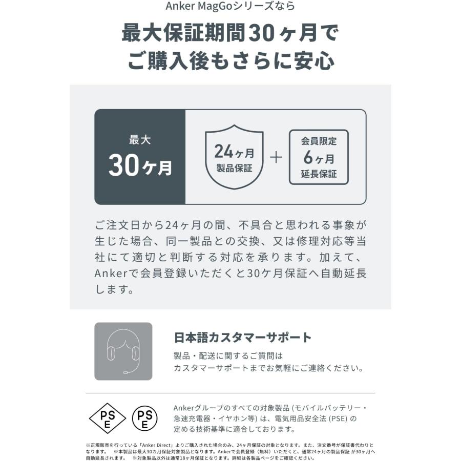 Anker MagGo Power Bank (10000mAh, Slim) Qi2認証 ワイヤレス充電 最大出力15W MagSafe対応 マグネット式ワイヤレス充電対応 コンパクト 薄型 | Anker | 11