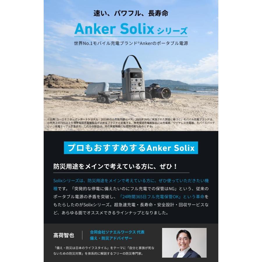Anker Solix C300 DC Portable Power Station ポータブル電源 288Wh 小型軽量2.8Kg 1.5時間満充電 合計最大出力300W ダークグレーの画像