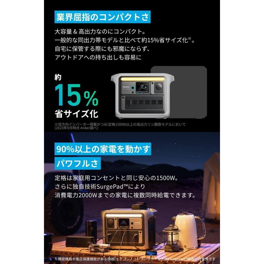 Anker Solix C1000 Portable Power Station 1056Wh 58分満充電 高出力AC(定格1500W 瞬間最大2000W SurgePad 2000W, 6ポート 長寿命10年 リン酸鉄｜ankerdirect｜08