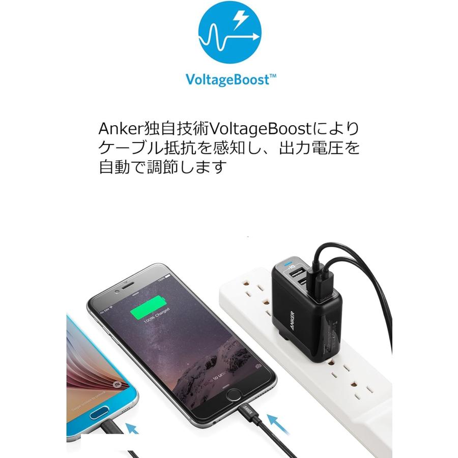 Anker 充電器 PowerPort 4 USB急速充電器 4ポート 40W AC Anker 充電器 PowerPort 4 USB急速充電器 4ポート 40W AC