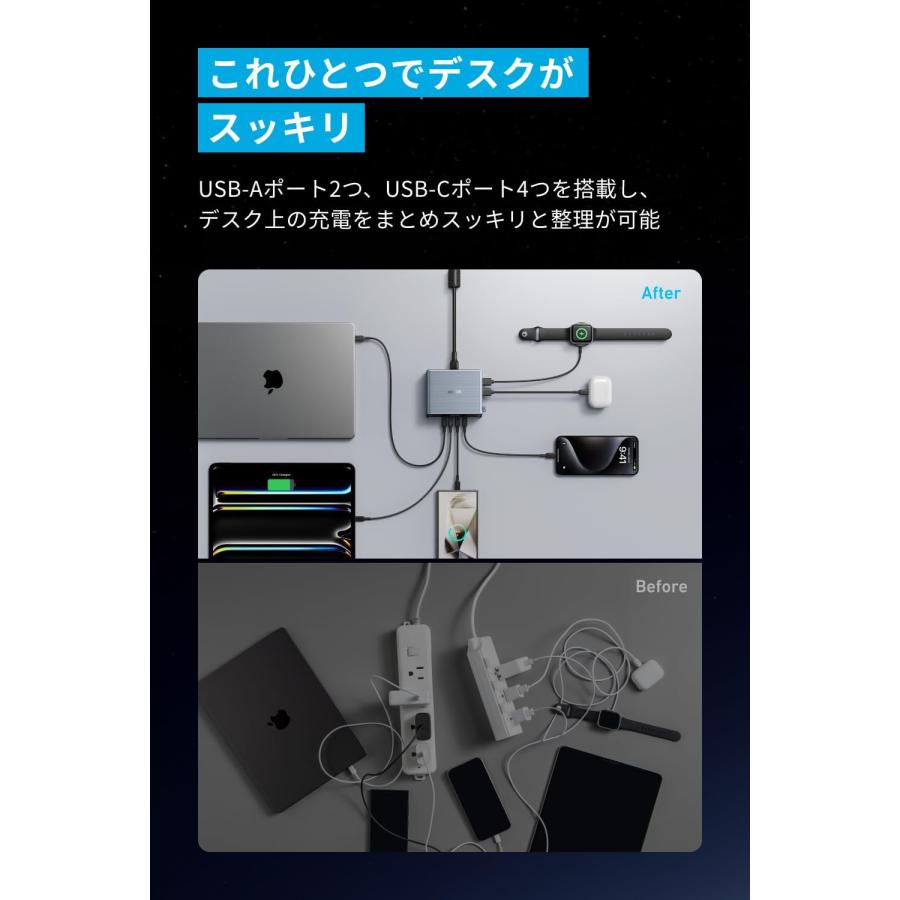 Anker Prime Charger (250W, 6 Ports, GaN) (USB PD 充電器 USB Anker Prime Charger (250W, 6 Ports, GaN) (USB PD 充電器 USB