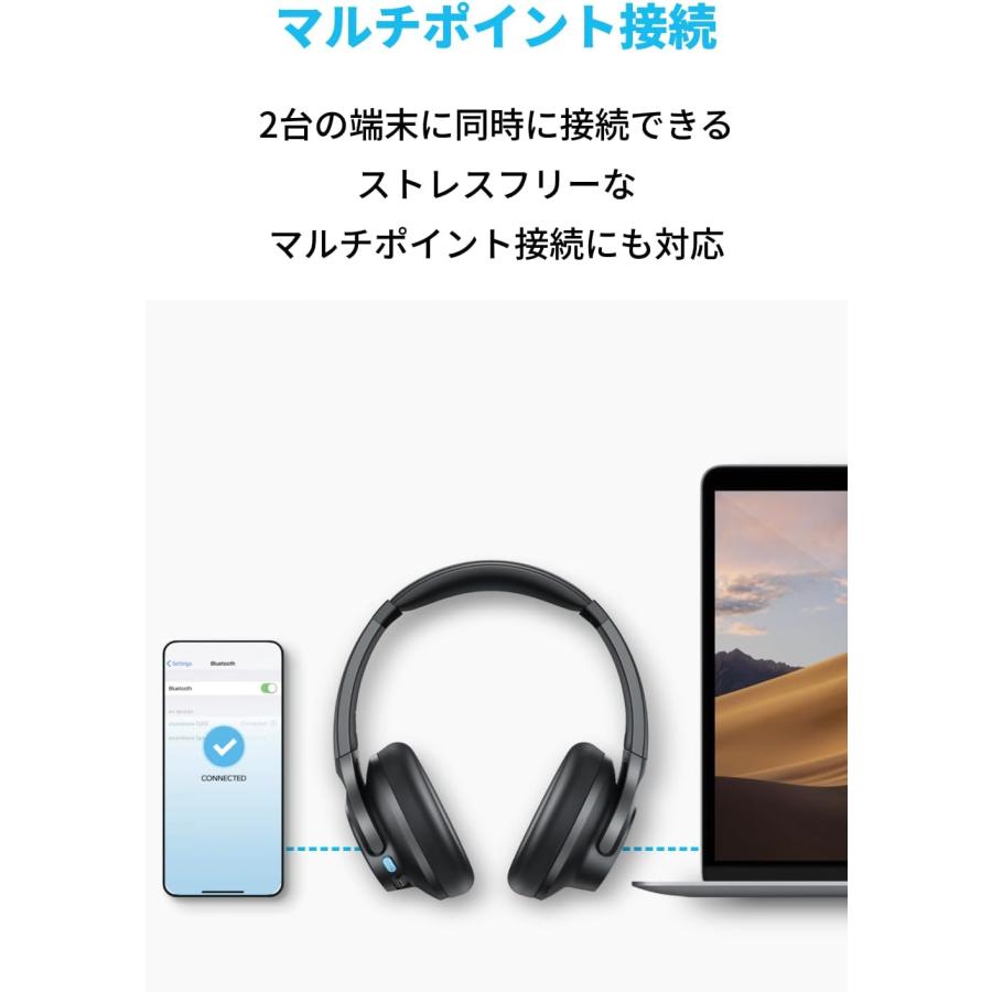 Anker Soundcore Q11i （Bluetooth 5.3 ワイヤレス ヘッドホン）【ハイレゾ対応(有線) / 重低音 / 最大60時間音楽再生/ マルチポイント対応/専用アプリ対応】の画像