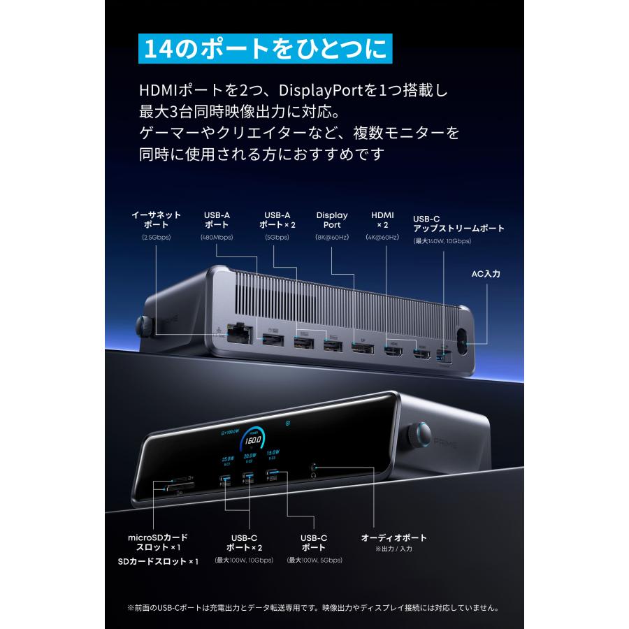 ANKER Prime ドッキングステーション 14-in1, 8K Anker Prime ドッキングステーション (14-in1, 8K Anker Prime