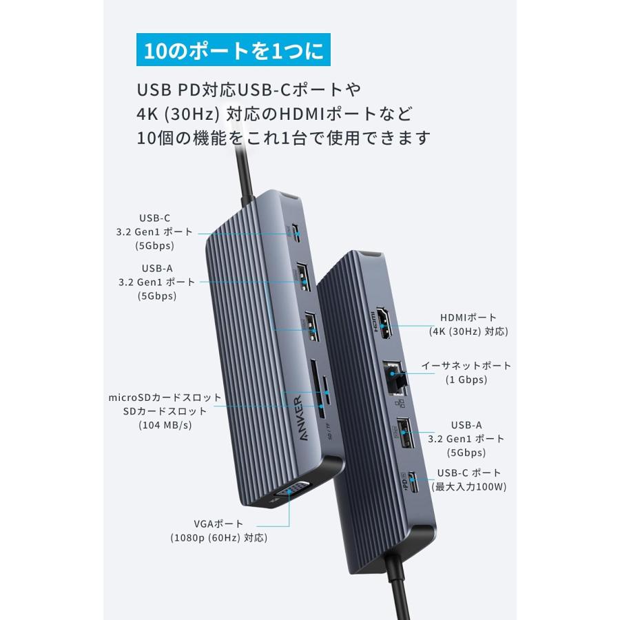 Anker（アンカー） Anker USB-C ハブ (10-in-1, Dual Display) 100W
