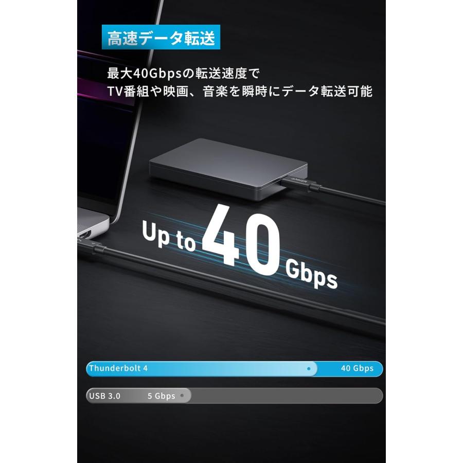 Anker USB-C ＆ USB-C ケーブル Thunderbolt 4 (100W, 40Gbps) 2.0m 100W出力 8K対応 40Gbps 高速データ転送 MacBook Pro/Air/iPad 各種対応｜ankerdirect｜04