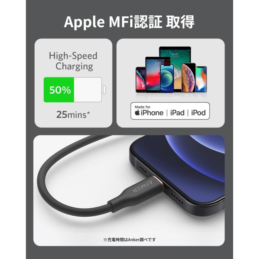 Anker PowerLine III Flow USB-C & ライトニング ケーブル MFi認証 PD対応 シリカゲル素材採用 iPhone / AirPods Pro 各種対応 (0.9m) アンカー｜ankerdirect｜14