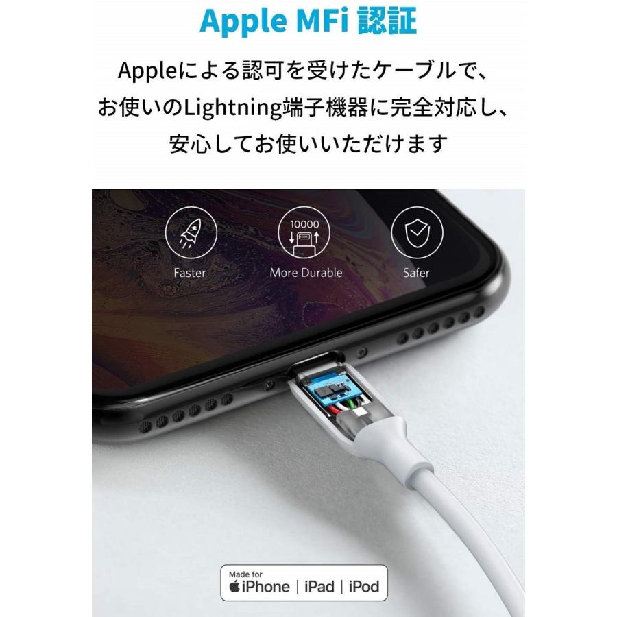Anker iPhone 充電ケーブル PowerLine III ライトニングUSBケーブル Apple MFi認証取得 超高耐久 極細 お手入れ簡単 0.9m ホワイト｜ankerdirect｜06