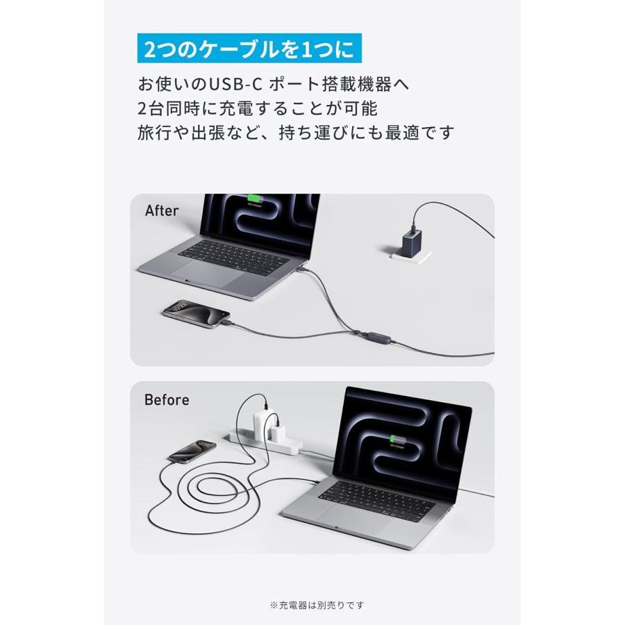 Anker USB-C ＆ USB-C ケーブル (2-in-1, 140W) 急速充電 USB 2.0 iPhone 15 GalaxyS24 / S23 MacBook Air/Pro iPad 他対応 (1.2m) アンカー | Anker | 03