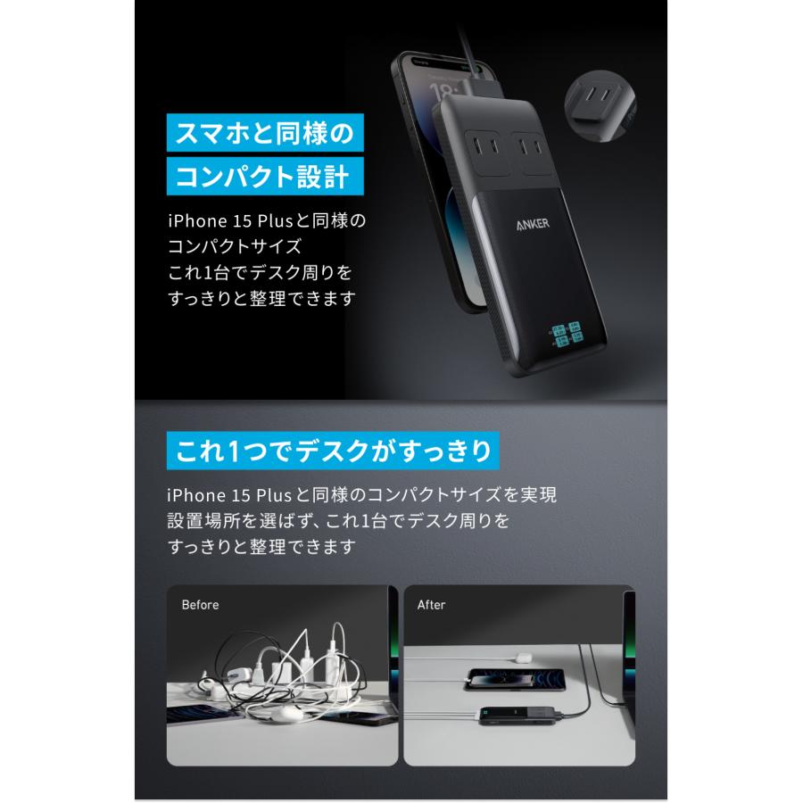 Anker Prime Charging Station (6-in-1, 140W) 6-in-1 充電ステーション) 【独自技術Anker GaNPrime採用/コンセント差込口 2口/ USB-C 2ポート/ USB-A 2ポート】｜ankerdirect｜06