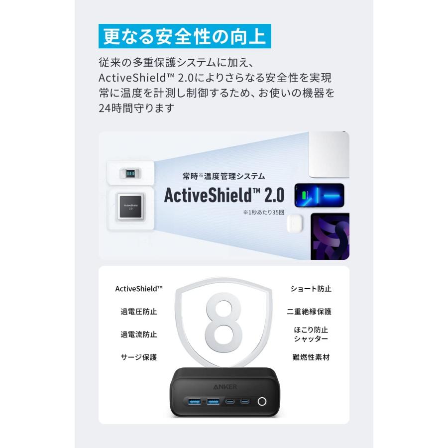 Anker 525 Charging Station (USBタップ 電源タップ AC差込口 3口 USB-C 2ポート USB-A 2ポート 延長コード 1.5m) PSE技術基準適合/USB Power Delivery対応 | Anker | 06