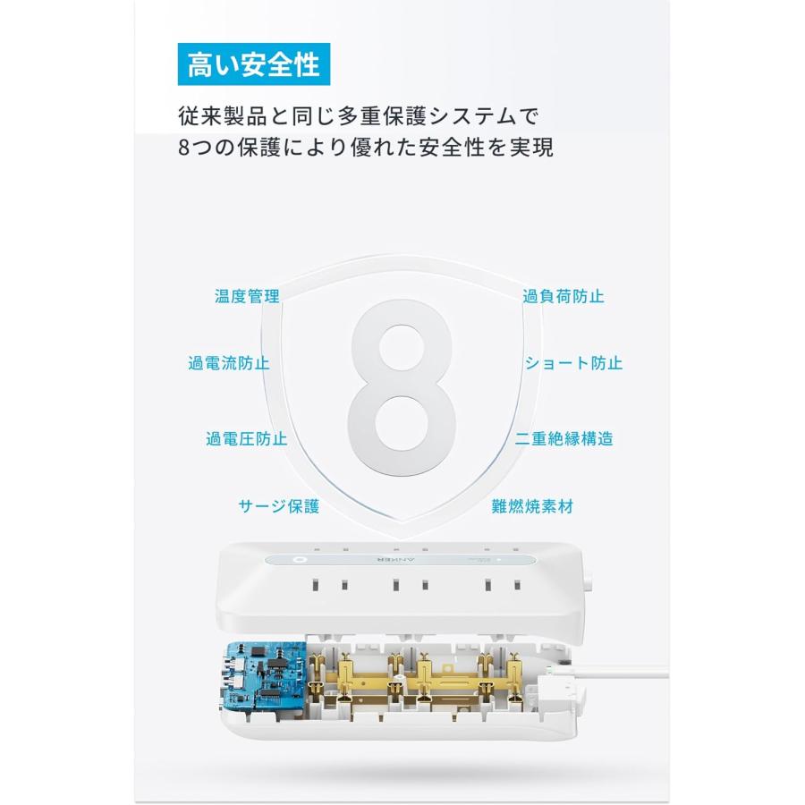 Anker USB Power Strip (10-in-1, 20W) (USBタップ 電源タップ AC差込口/USB-C/USB-A/延長コード 1.5m) 【PSE技術基準適合/USB Power Delivery対応 】MacBook | Anker | 06