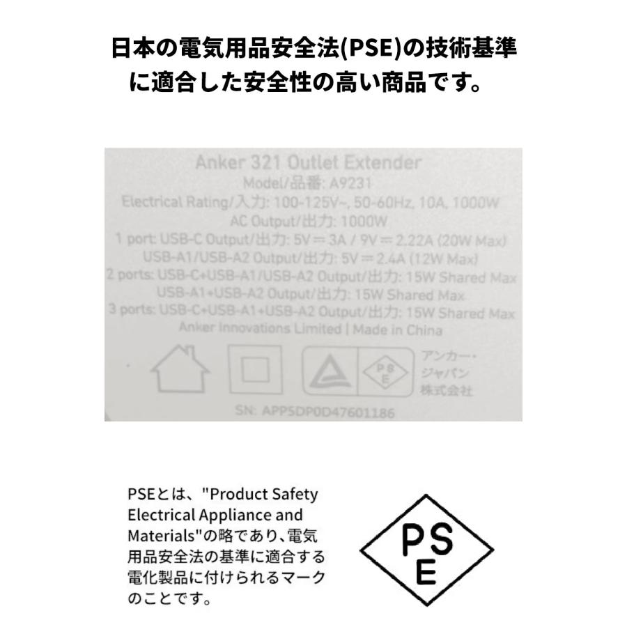 Anker PowerExtend (6-in-1)(USBタップ 電源タップ AC差込口 USB-Cポート USB-Aポート) 【PSE技術基準適合/USB Power Delivery対応/コンパクトサイズ】MacBook | Anker | 06