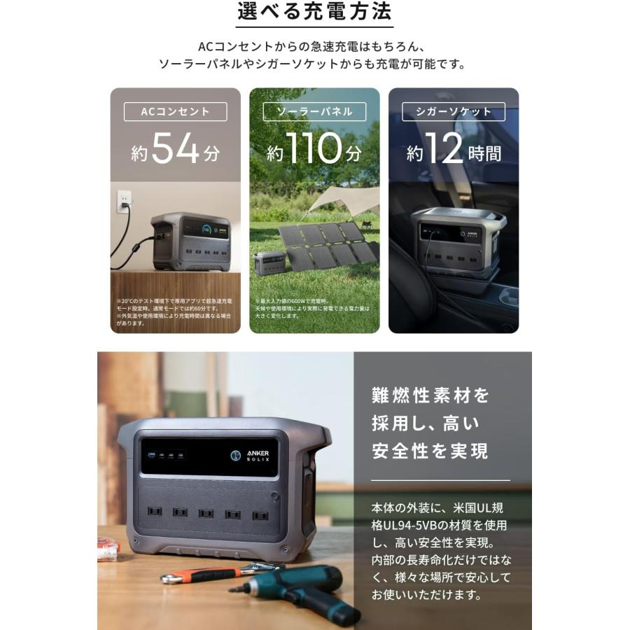 新品未開封Anker Solix C1000 ダークグレー Anker Solix C1000 Gen 2 Portable Power Station with Anker Solix