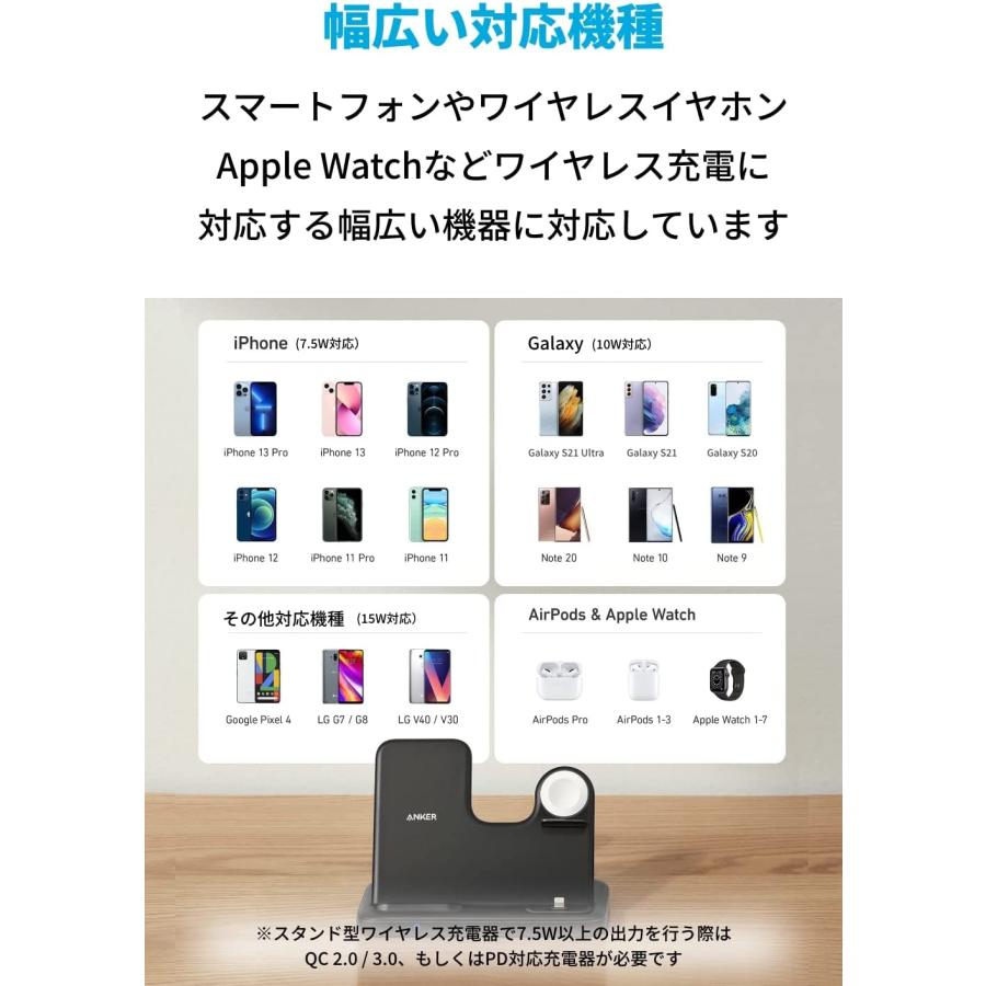 Anker 544 Wireless Charger 4-in-1 Station ワイヤレス出力/USB急速充電器付属 ワイヤレス充電器 Apple Watchホルダー付 | Anker | 07