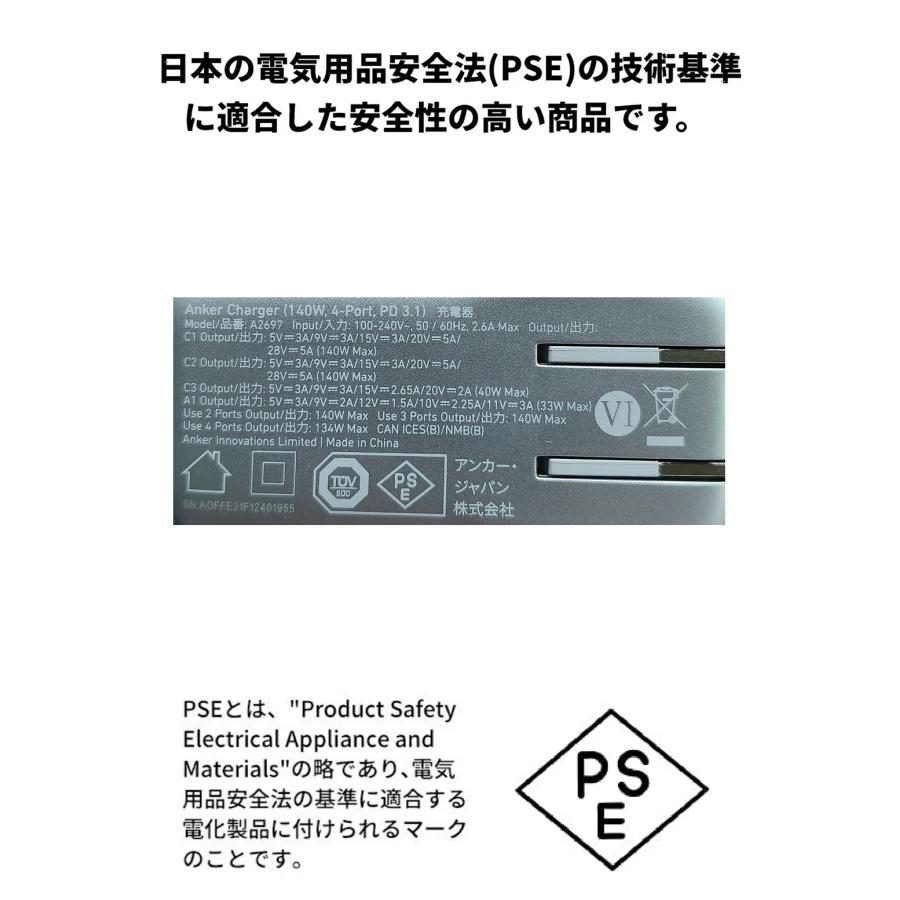 Anker Charger (140W, 4 Ports) with USB-C & USB-C ケーブル | Anker | 09