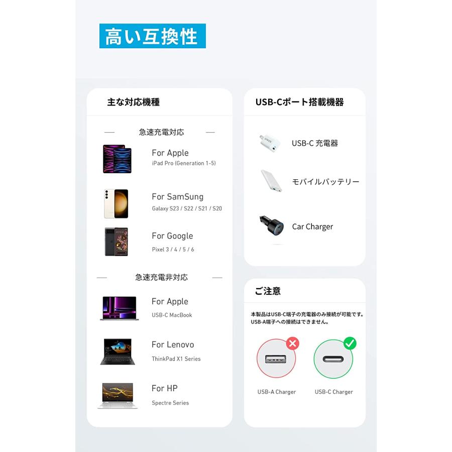 【2本セット】Anker 310 USB-C & USB-C ケーブル 60W USB PD対応 MacBook Pro 対応(1.8m ホワイト) | Anker | 05