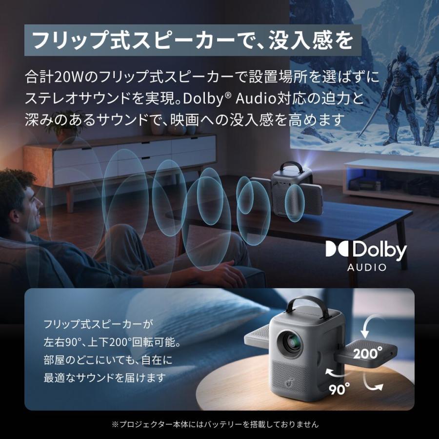 Anker Soundcore Nebula P1i (フリップ式スピーカー搭載ホームプロジェクター)【ホームシアター 家庭用 フルHD 380ANSIルーメン ステレオ Netflix対応】 | Soundcore（Anker） | 02