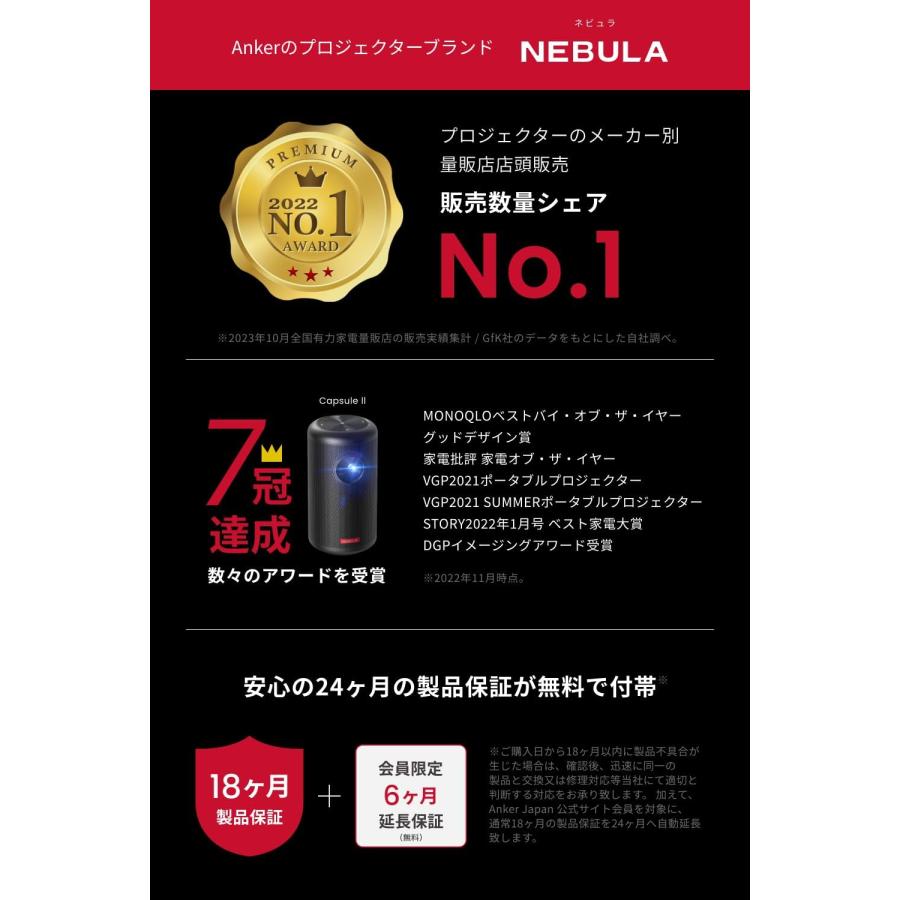 Anker Nebula (ネビュラ) Capsule 3 モバイルプロジェクター Google TV フルHD 200ANSIルーメン 最大120インチ 8Wスピーカー フォーカス調整 アンカー ネビュラ｜ankerdirect｜03