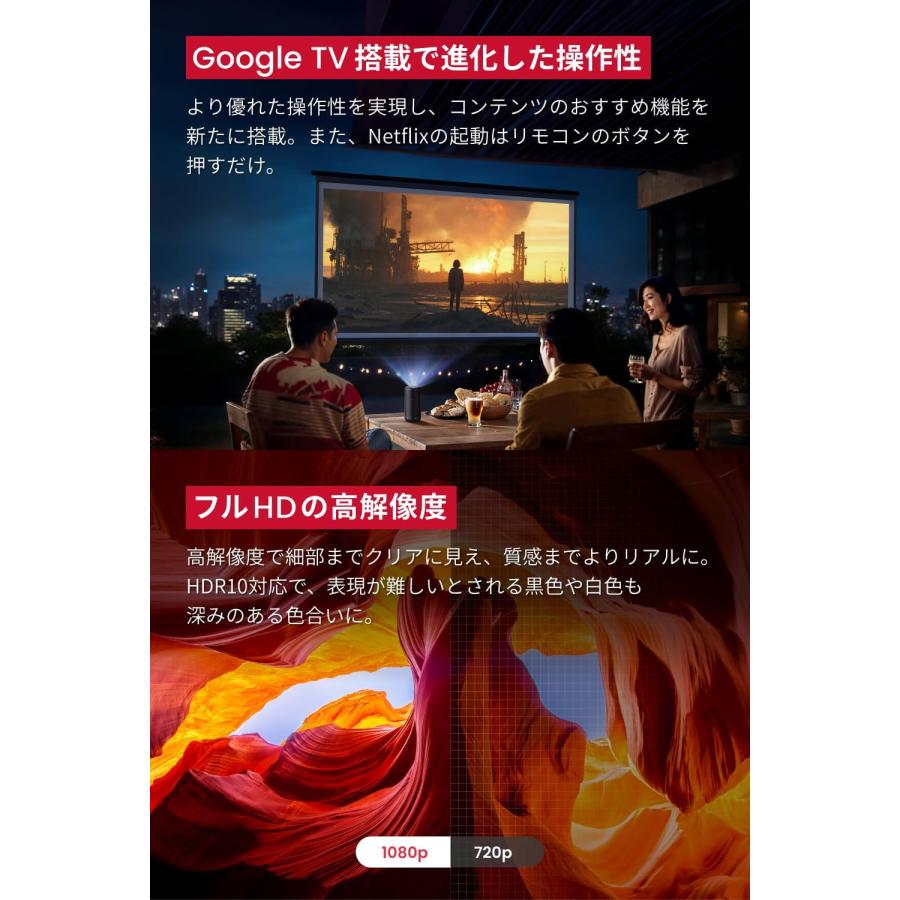 Anker Nebula (ネビュラ) Capsule 3 モバイルプロジェクター Google TV フルHD 200ANSIルーメン 最大120インチ 8Wスピーカー フォーカス調整 アンカー ネビュラ｜ankerdirect｜06