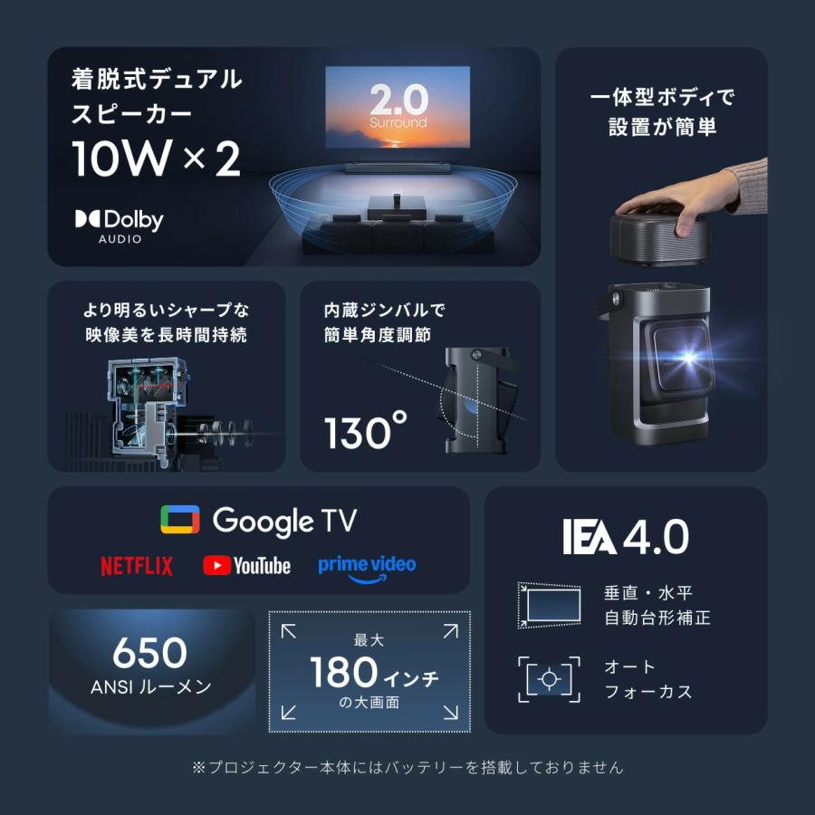 Anker Soundcore Nebula P1 着脱式デュアルスピーカー搭載 Amazon.co.jp: Anker Soundcore Nebula P1 (着脱式デュアルスピーカー