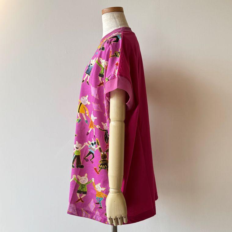 オレボレブラ　アルベロベロ　ぶたさん　チュニック　カットソー　ピンク　スタッズ ALBEROBELLO 【30％OFF SALE】アルベロベロ(Alberobello