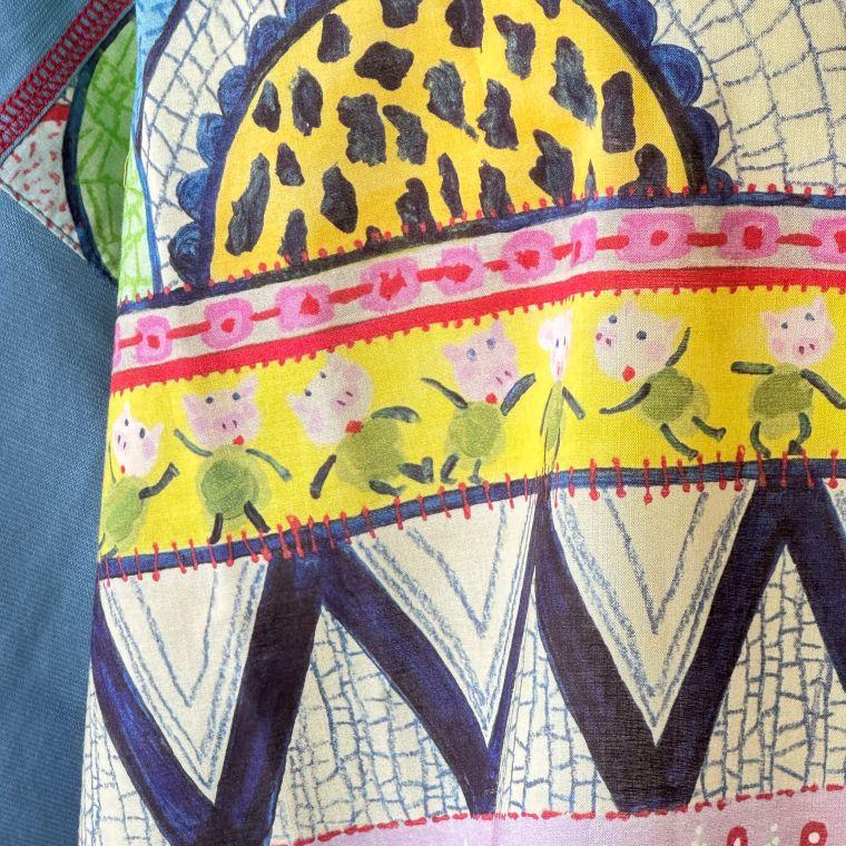 OLLEBOREBLA♥️チェックドットアニマル柄アンゴラ混モノクロチュニック COLLAR（首輪）／ベーシックチェック：Toto & Pal