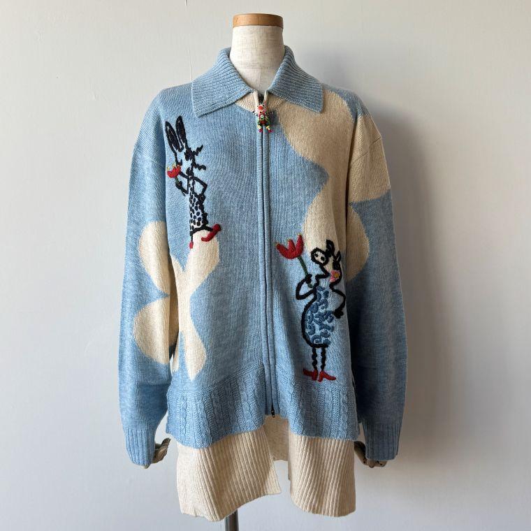 美品 アルベロベロ オレボレブラ ブタ刺繍 リバーシブル　ロングパーカー ALBEROBELLO 【20％OFF SALE】アルベロベロ(Alberobello)オレボレブラ