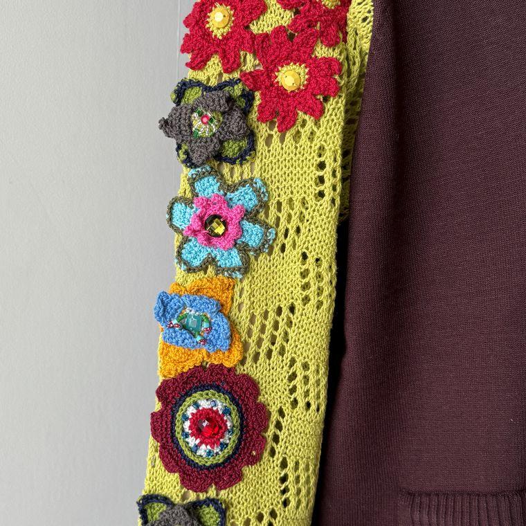 アルベロベロ モチーフカーディガン アルベロベロ花ニットモチーフカーディガン
