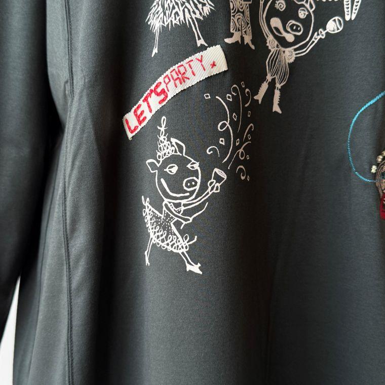 アルベロベロオレボレブラ刺繍入りチュニックワンピースブタさん日本製