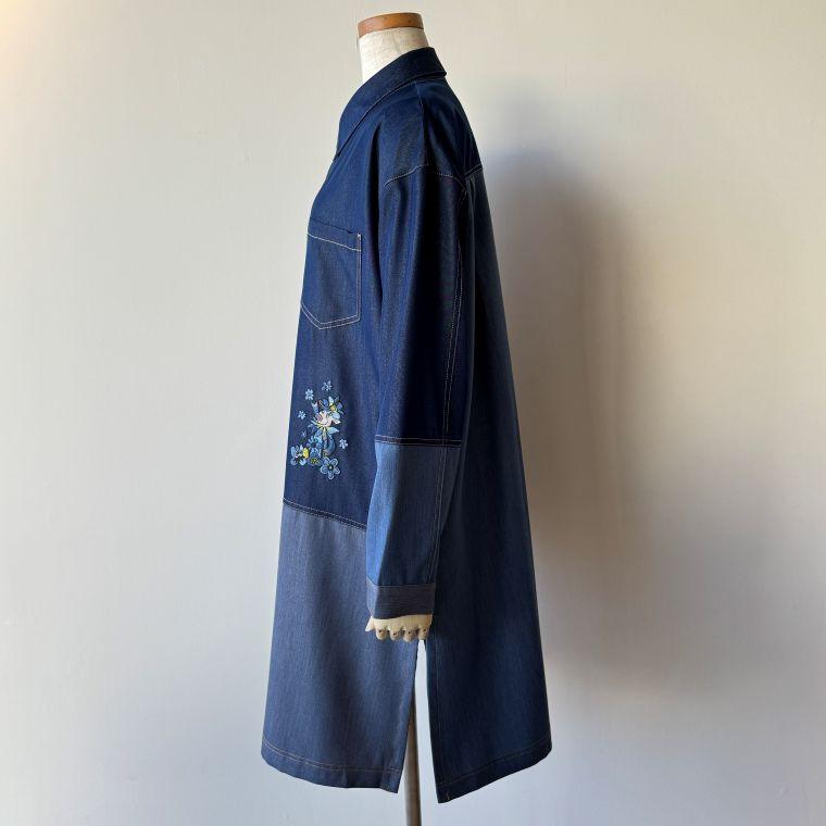 オレボレブラ ぶたちゃん刺繍が可愛い羽織り デニム チュニック 美品 ALBEROBELLO アルベロベロ(Alberobello)オレボレブラぶたさん