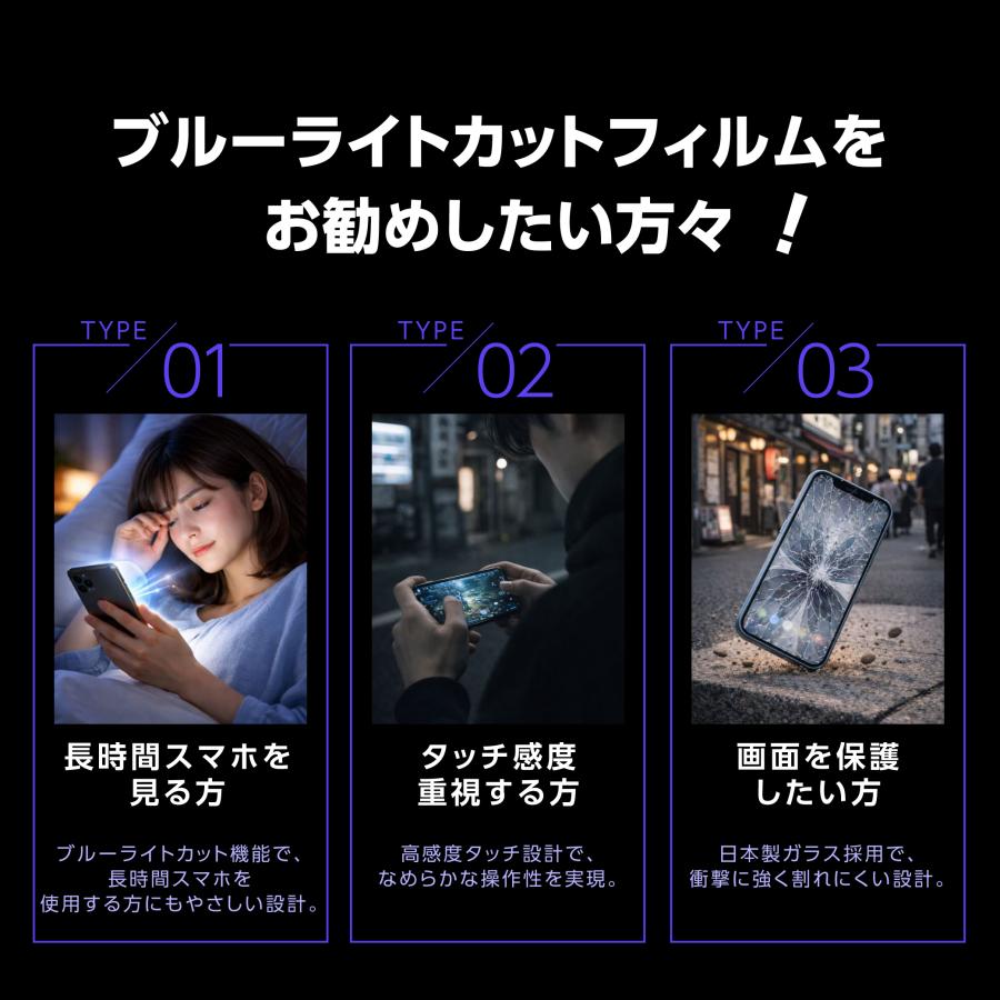 iPhone 保護フィルム iPhone17 ガラスフィルムブルーライトカット iPhone17e iPhone16 16e iPhone15 iPhone17 16 15 14シリーズ SE 13 pro Max SE3 Air | iPhone | 13