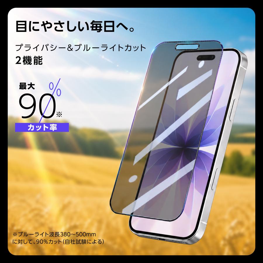 iPhone17 ガラスフィルム 360°覗き見防止 ブルーライトカット iPhone 17e 16 16e 15 14 13 Pro Max 保護フィルム iPhone SE3 Pro フィルム 除き見防止 | iPhone | 13