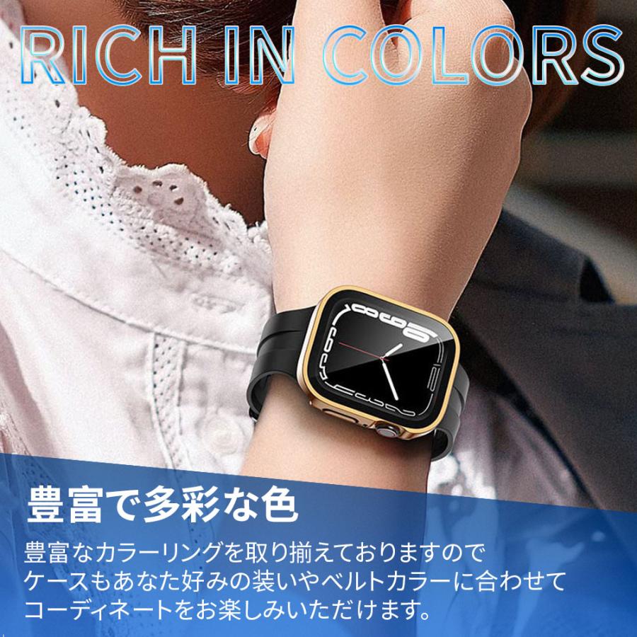 アップルウォッチ カバー 防水 applewatchカバー ケース 45mm 44mm 40mm 41mm シリーズ 9 se 8 7 6 5 4 10H強化ガラス｜annasui｜14