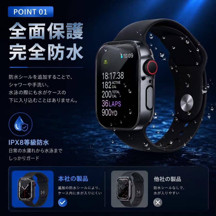 アップルウォッチ カバー applewatch11 カバー ケース 防水 46mm 45mm 44mm 42mm 40mm 41mm シリーズ11 10 9 se 8 7 6 5 4 10H強化ガラス おしゃれ 女性 傷防止 | Apple Watch | 08
