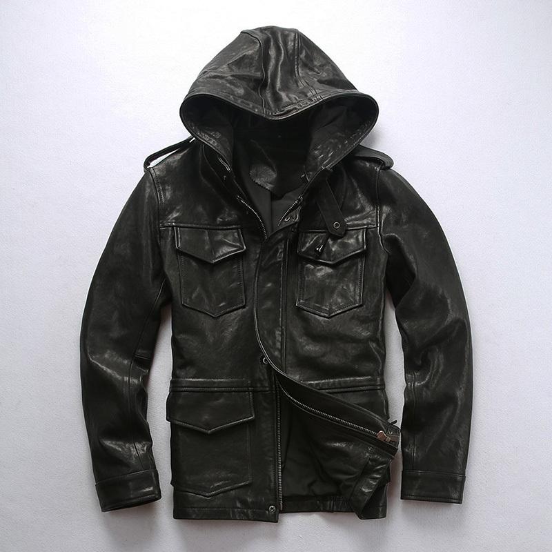 羊革ジャケット 本革ジャンバー 折り襟 レザージャケット 植物タンニン 革ジャン ミリタリージャケット バイクジャケット 送料無料 メンズ