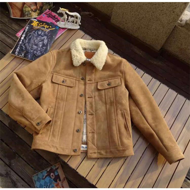 ムートンジャケット メンズ 冬用 厚手 スエード レザージャケット 羊革