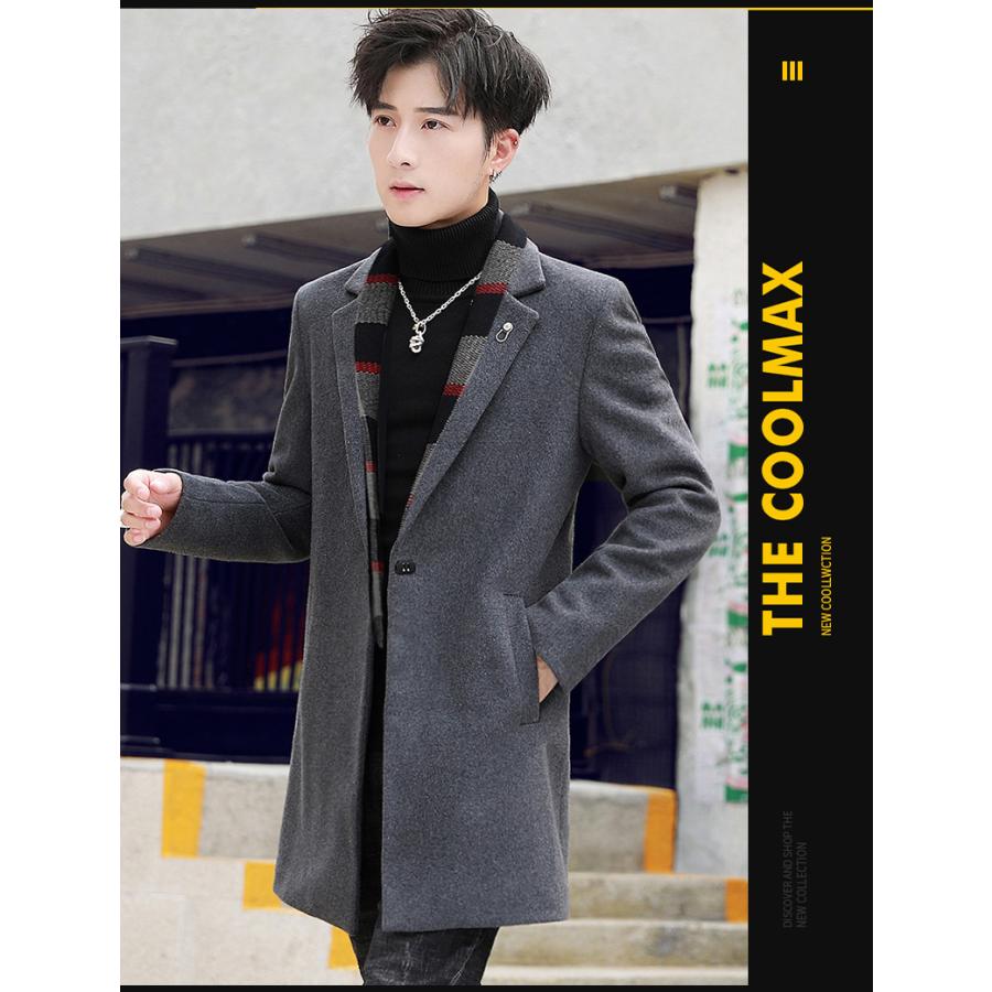 Pコート ピーコート マフラー付き ハーフコート メルトン 折り襟 シングル 防風ジャケット ロングコート 秋冬 メンズ Meiqiu 1916 安藤商事 通販 Yahoo ショッピング