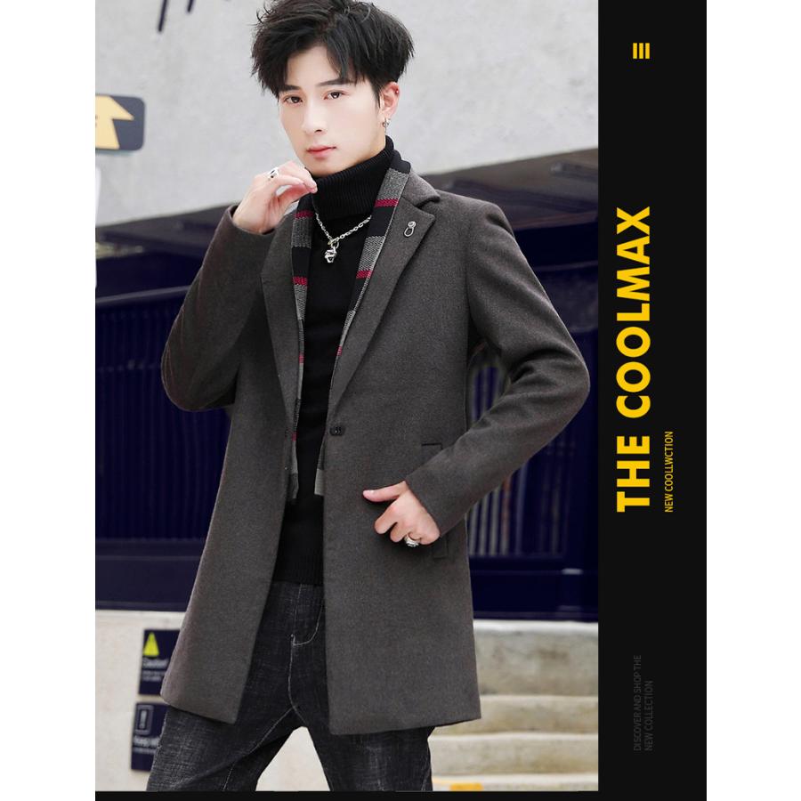 Pコート ピーコート マフラー付き ハーフコート メルトン 折り襟 シングル 防風ジャケット ロングコート 秋冬 メンズ Meiqiu 1916 安藤商事 通販 Yahoo ショッピング