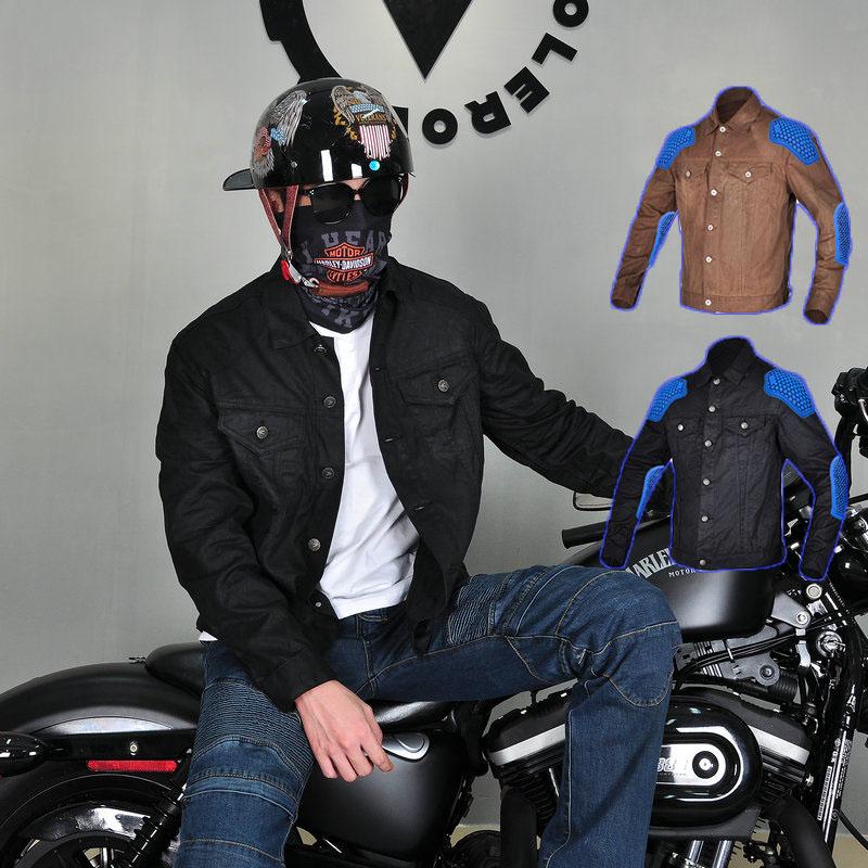 バイクジャケット プロテクター付き 春秋 メンズ デニムシャツ