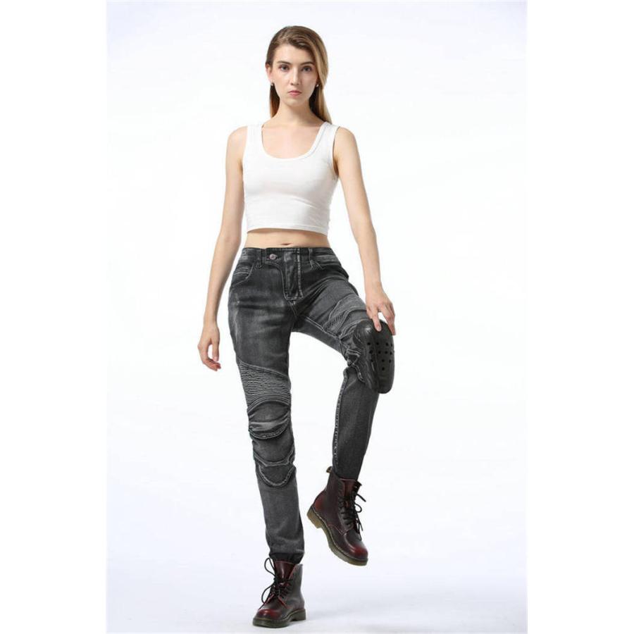 LOONG BIKERバイクジーンズ 女性 バイクパンツ 春秋冬 デニム