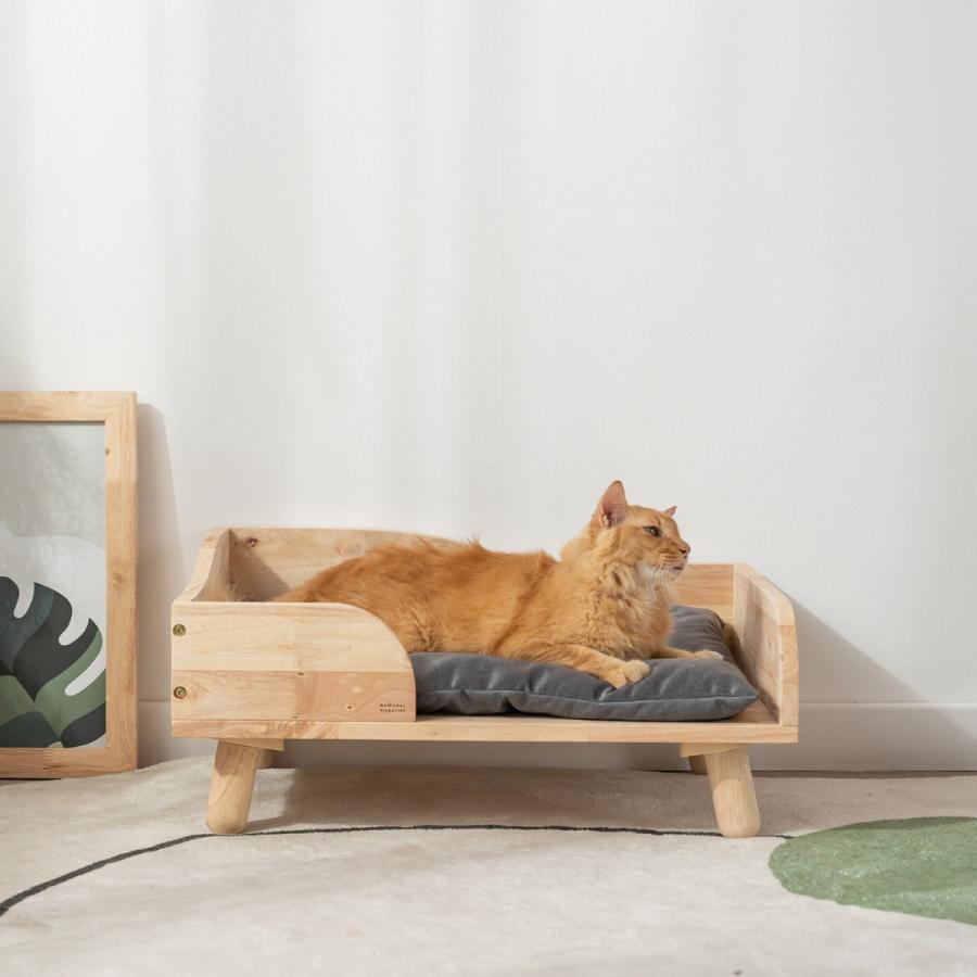 ねこ用ベッド 布団付き 木製 無垢材 天然木 丈夫 おしゃれ ペット家具