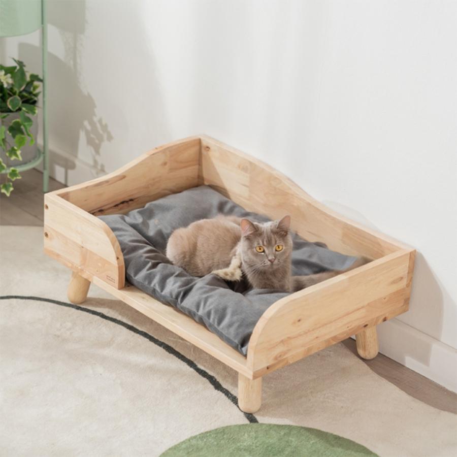 ねこ用ベッド 布団付き 木製 無垢材 天然木 丈夫 おしゃれ ペット家具