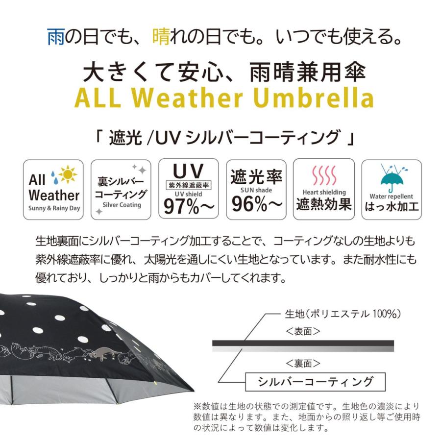 MKN 長傘 60cmジャンプ 猫と水玉 シルバーコーティング 晴雨兼用 遮光