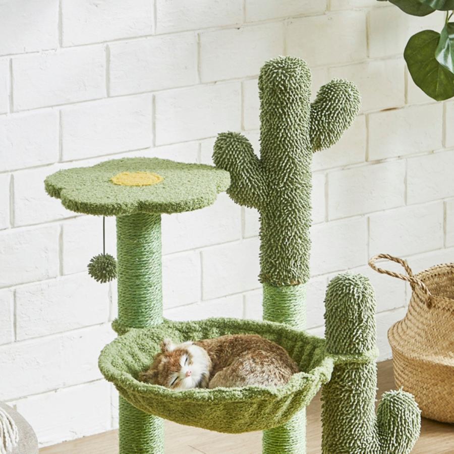 キャットタワー サボテン 据え置き型 高さ83cm ねこ家具 ハンモック