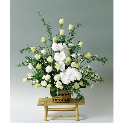 仏花　お供え花　造花　白薔薇　アレンジ アンのお花屋さん お供え 花 お彼岸 初彼岸 アレンジメント ラン