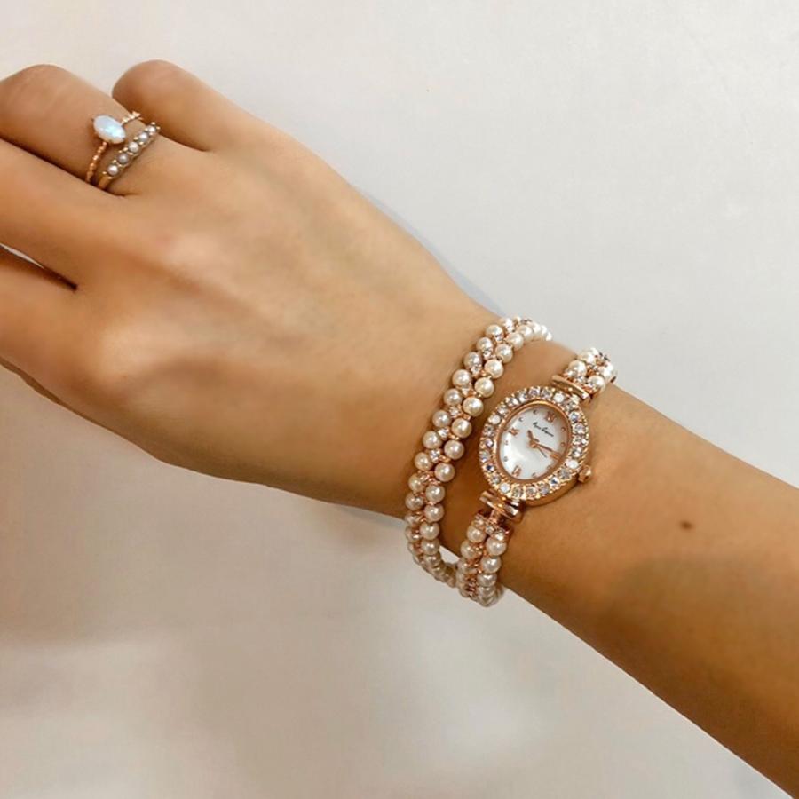 AnneCoquine 腕時計 時計 アンコキーヌ レディース パール 2連  